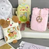 Cartoon animal plush card sleeve transparent love bean small card display pendant student card bag key chain 2