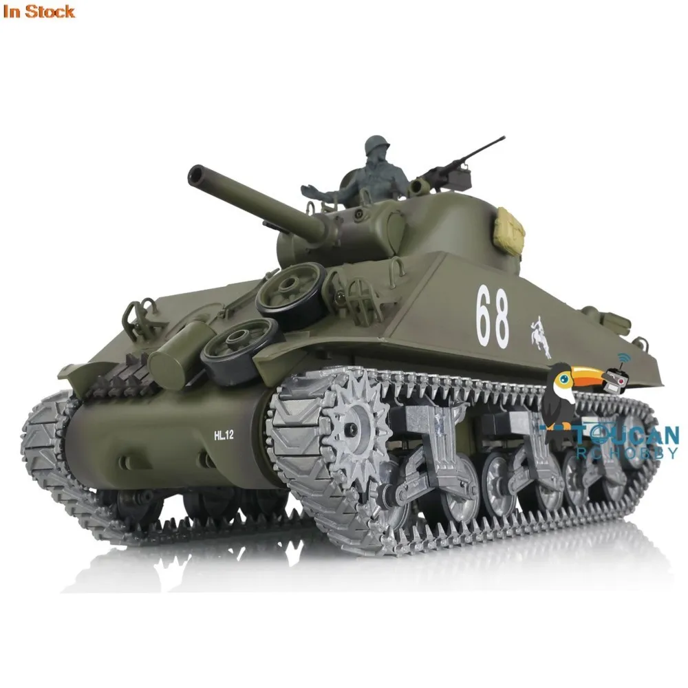헝롱 1/16 스케일 커스텀 7.0 M4A3 셔먼 무선 조종 탱크 모델 3898 배럴 리코일 360 °   메탈 토이즈 TH17682