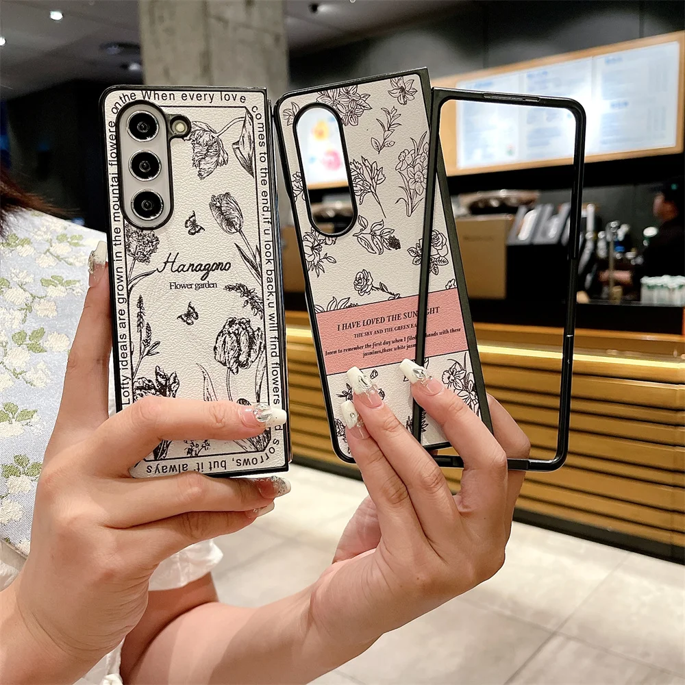 Cute Cartoon Flower Leather Case - Retro Rose Shockproof Ins Korean Cover