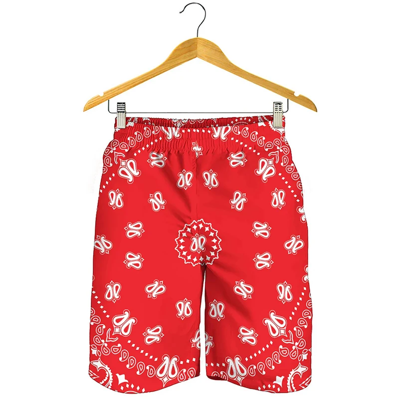 3D Print Black Paisley Bandana Pattern Shorts For Men Quick Dry Oversized Beach Shorts Homme Mens Swim Trunk Short Pants 6
