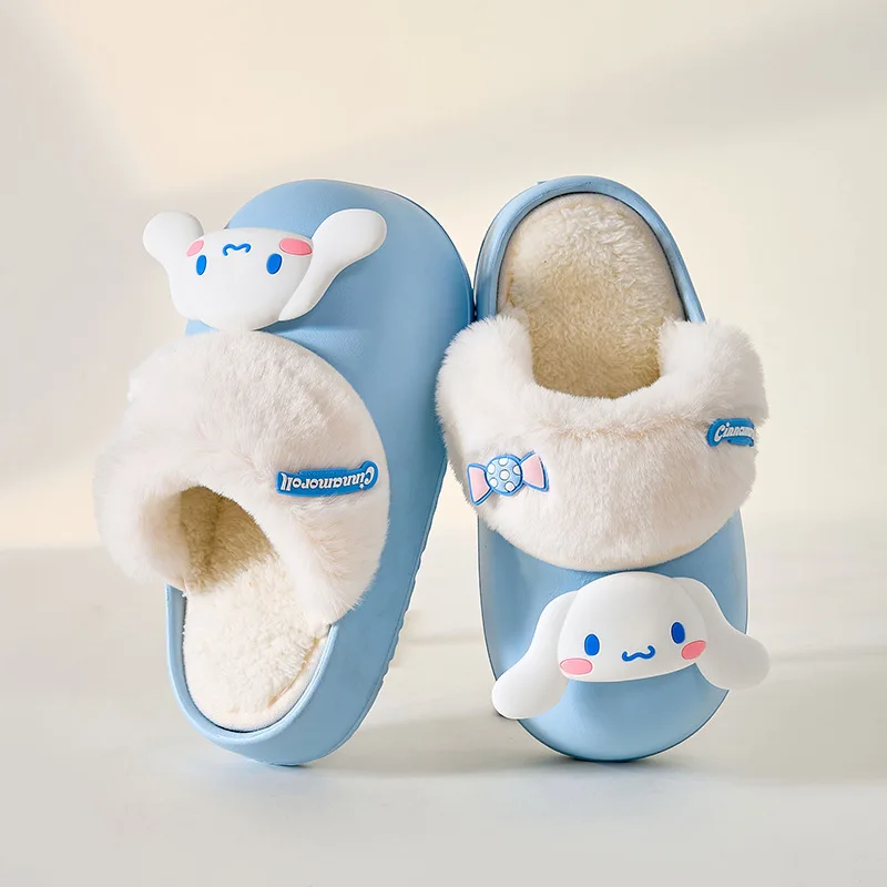 

Kawaii Sanrio Kuromi Winter Slippers Shoes Anime Figuret My Melody Plush Cotton Indoor Warm Kids Adults Christmas Gift New Style