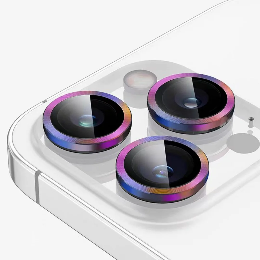Premium Metal Camera Lens Protector with 9H Tempered Glass Cover
