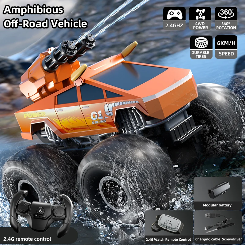 JJRC Q213 Amphibious RC CAR with Water Gun 4WD Climbing Off-Road Vehicle Waterproof Blaster Water Game Remote Control Vehicle