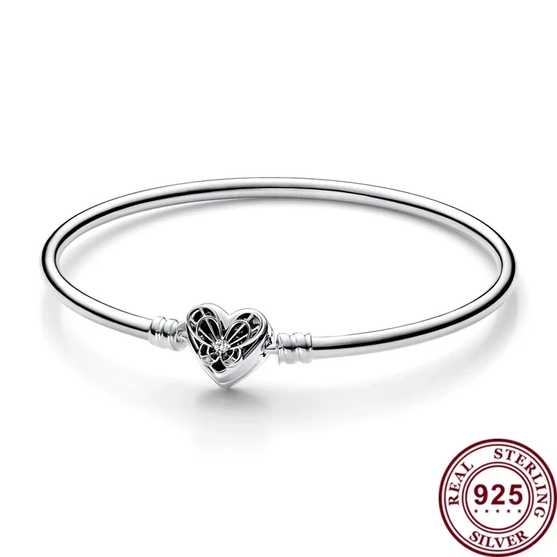 New Hot Selling S925 Silver Original Women's Creative Gold Bead Love Logo Round Bracelet Women's Festival High Quality Gift