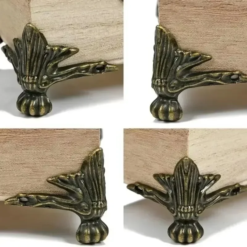 Furniture Corner Protector 4/24pcs Box Corner Protector Antique Jewelry Chest Decorative Feet Wooden Boxes Support Bases Triangle Carved Corner Protectors furniture corner protector,wood box feet protector,metal decorative protectors