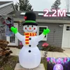 2.2M Christmas Inflatable Snowman Rotate LED Light Green Glove 1