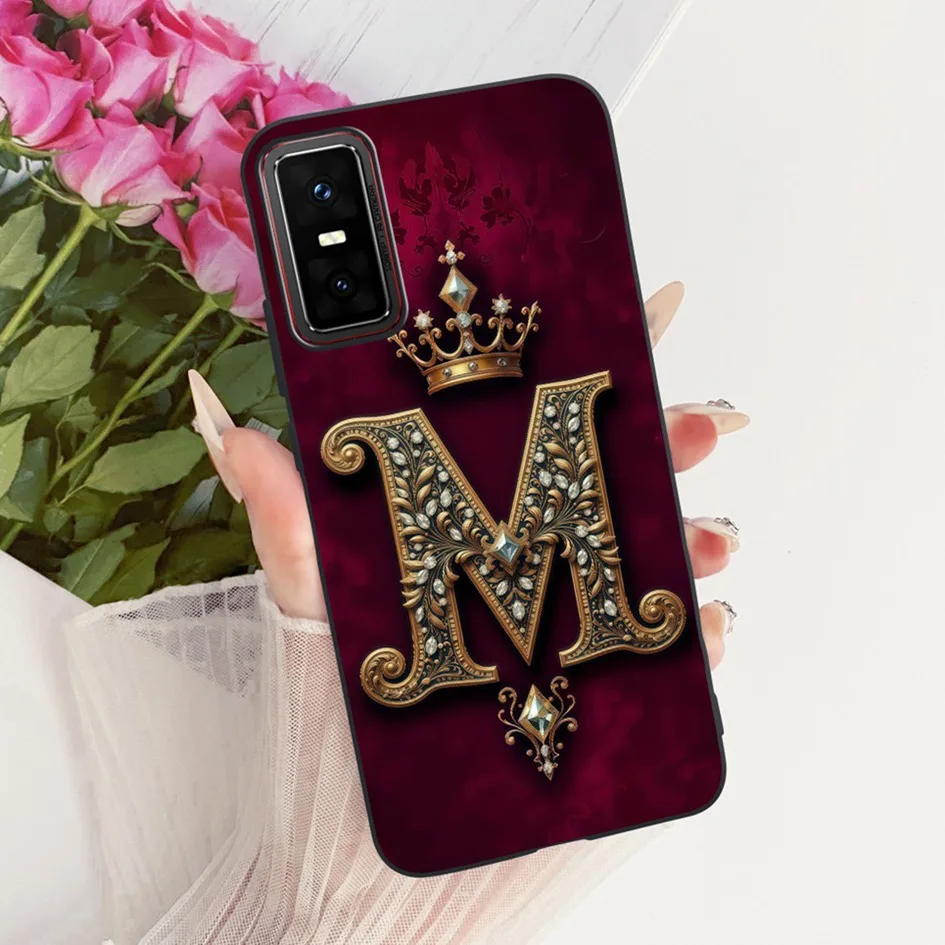 Luxury Personalized Alphabet Soft Black Silicone Cover