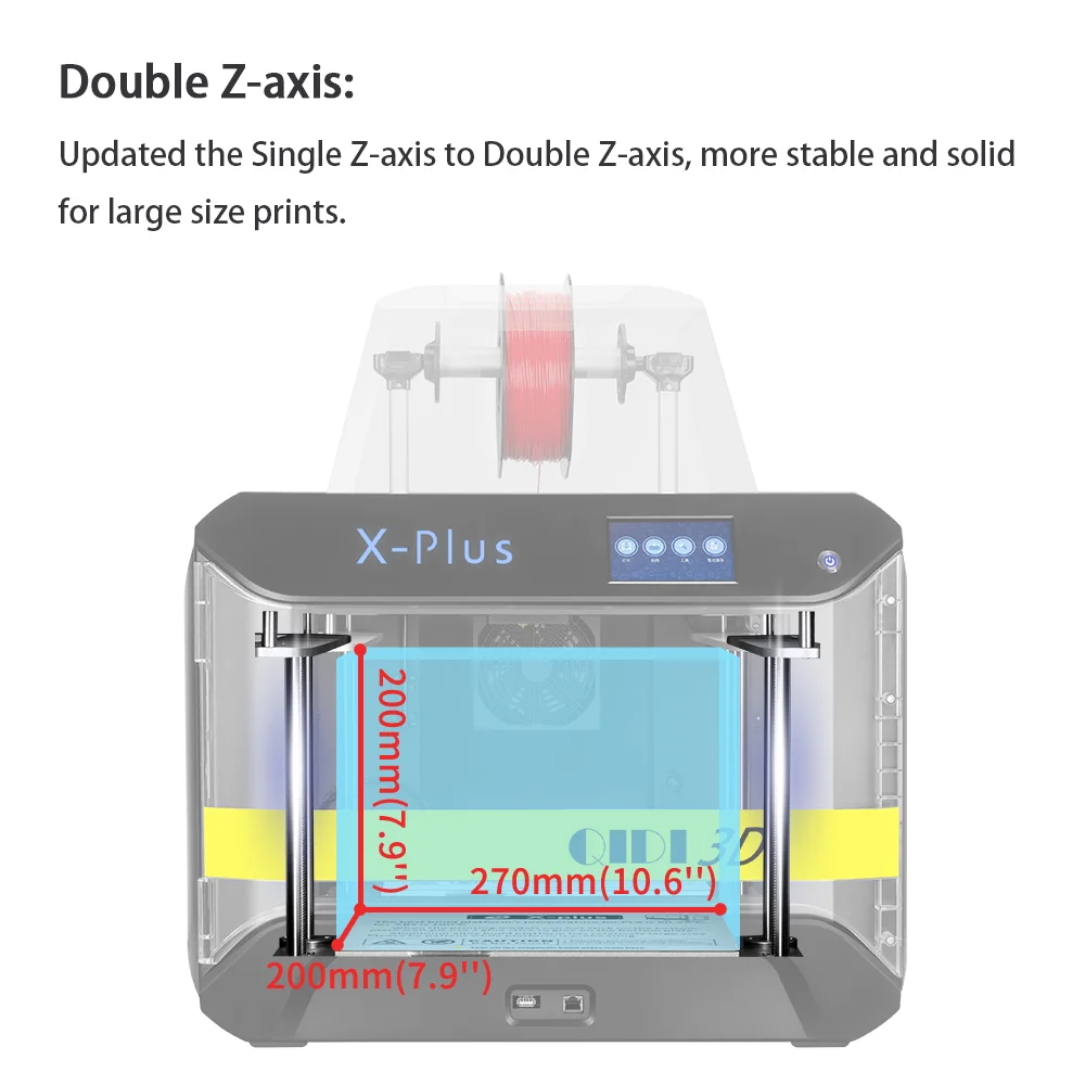 QIDI TECH X Plus 더블 z축 산업용 등급 WiFi 연결 고정밀 페이스 실드 대형 인쇄 크기 270*200*200 3D 프린터