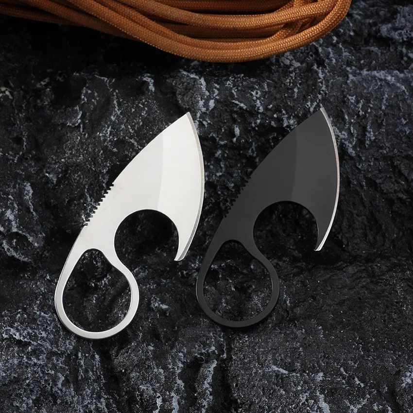 Camping Knife Sheath Knife Tactical Knife Fixed Blade Knife Necklace Knife Convenient K Sheath Ring Ornament Unpacking Essential Knife Stainless Steel Daily Portable Outdoor