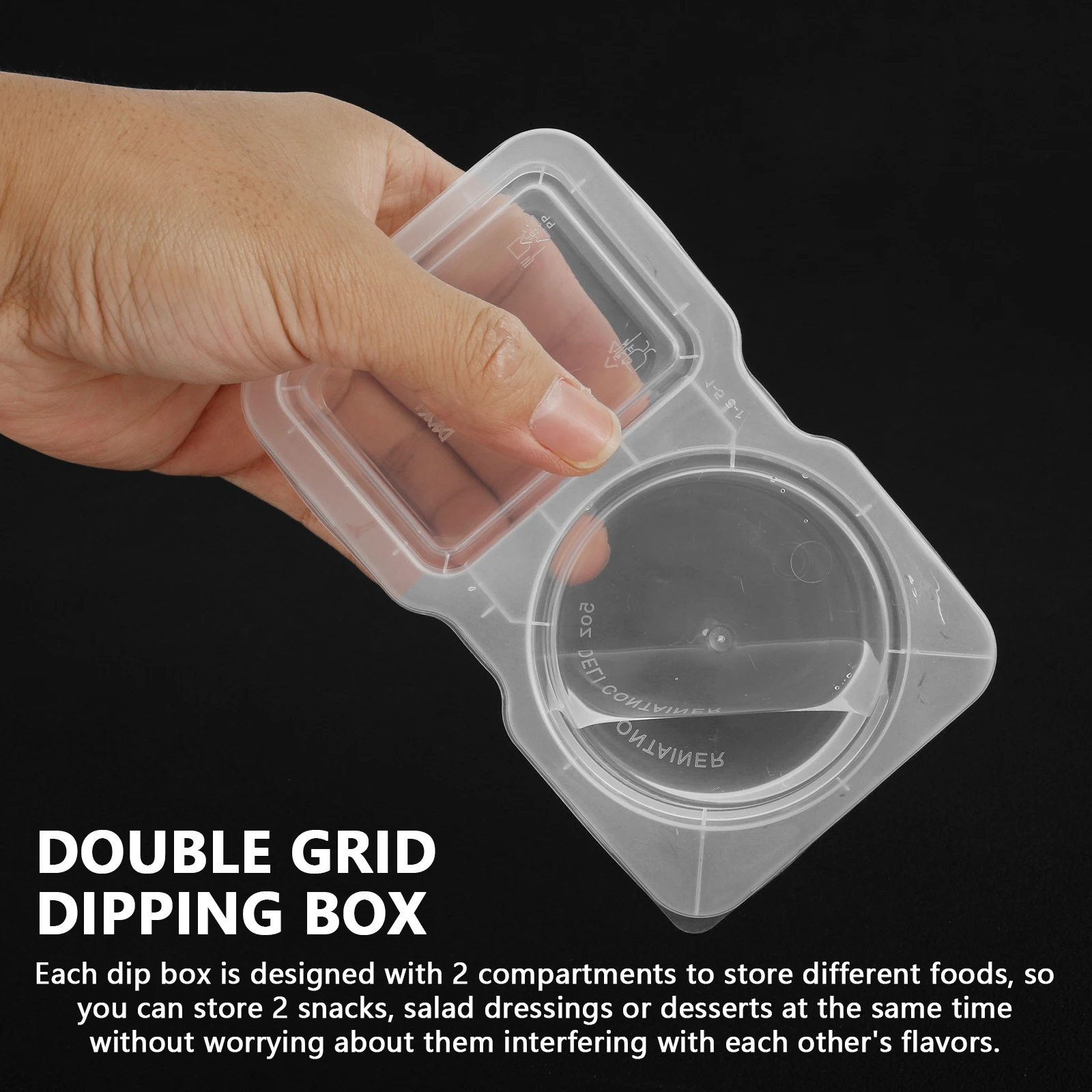 40/80Pcs Plastic Double Compartment Condiment Container with Lid Reusable Snack Containers for to-go Sauce Sampling Travel Snack 2