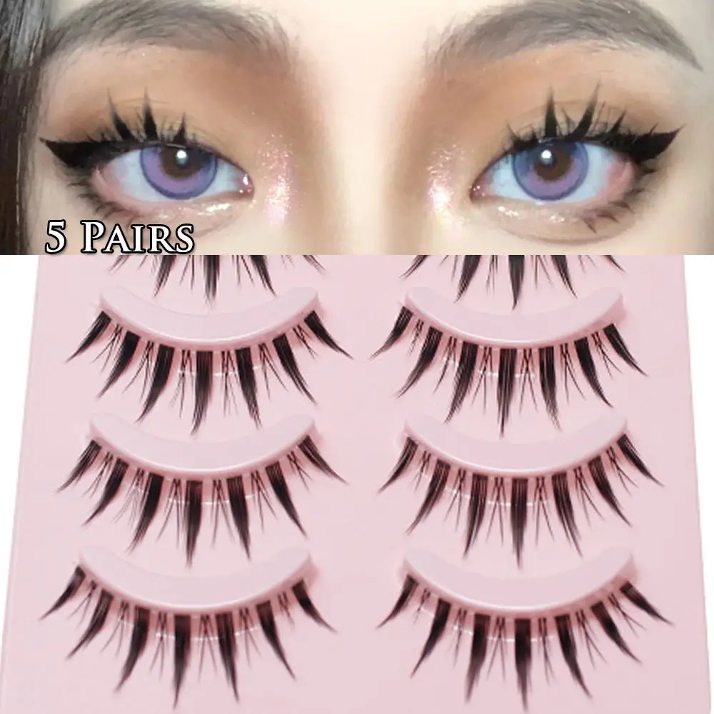 

5 Pairs Lash Extension Thick Long Reusable Little Devil 3D Faux Mink Hair False Eyelashes Cross