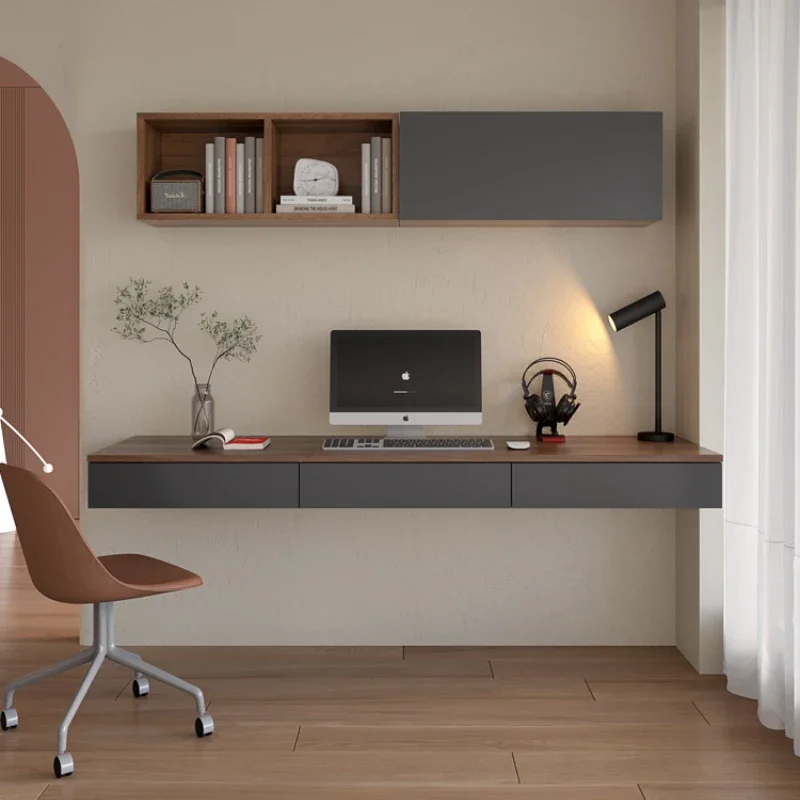 Nordic Hanging Desk Bookshelf Solid Wood Wall-Mounted Computer Desk Study Table Hanging Desk Bedroom Wall-Mounted Dresser