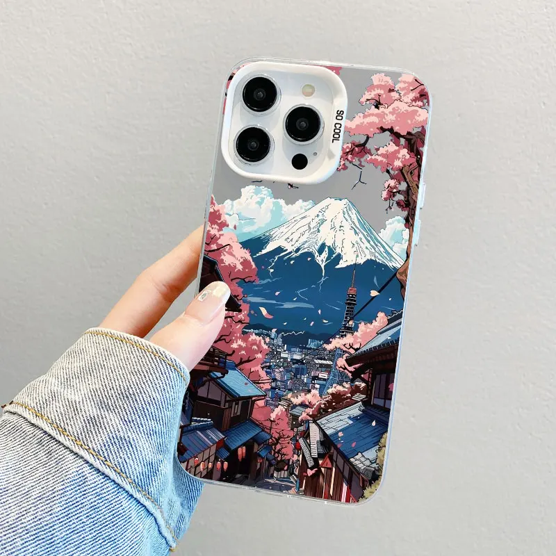 Neue Fuji-Berg-Straßenansicht Laser-Handyhülle für iPhone 17 15 14 Pro Max Plus 16 Pro Max 13 12 Mini 11 Pro Max Stoßfeste Schutzhülle – Detail 12