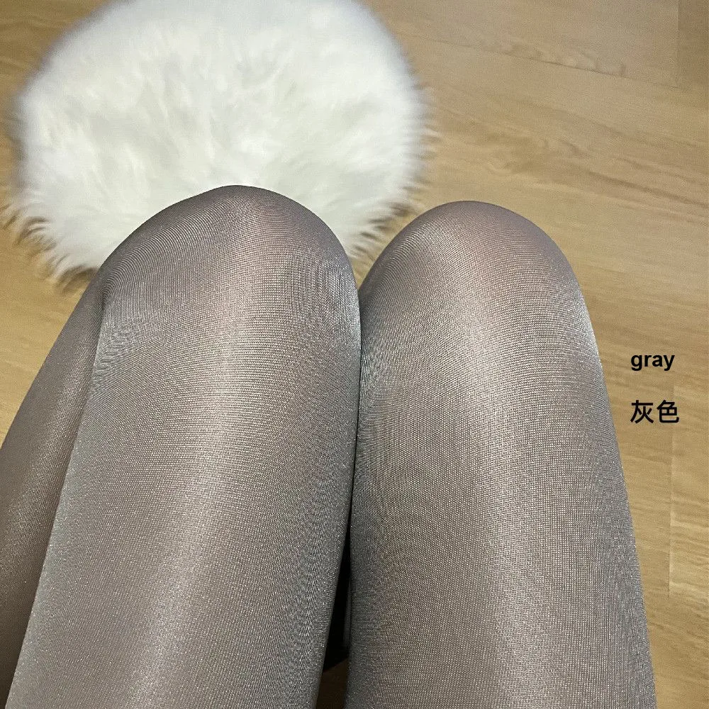 2 Paar 50D Große Größe Damen Ölglänzende T-Schritt-Strumpfhose Sexy Glitzer-Strümpfe Dessous Elastische Nylon-Bling-Strumpfhose für Frauen – Detail 13