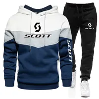 Ensemble de survêtement pour homme automne-hiver, sweat-shirt à capuche + pantalon de jogging à poignets élastiques, tenue de sport décontractée pour la course à pied et la salle de sport 1