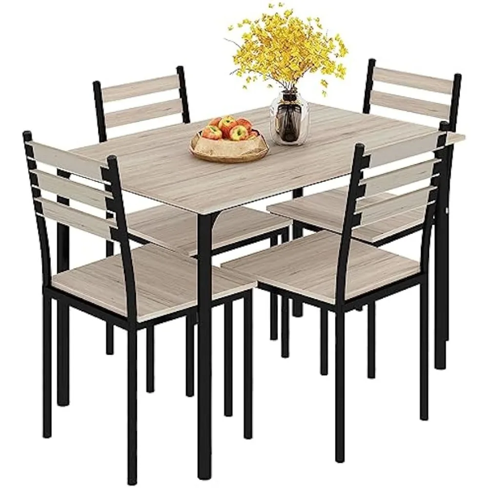 Modern Dining Table Set for 4 5-Piece Kitchen Table Set Rectangular Dining Table and 4 Chairs for Small Space Dinette images - 6