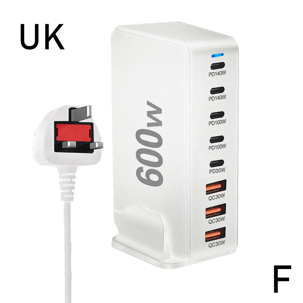 600W Desktop GaN Charger 8-port USB TypeC PD Charger USB Type C Mobile 3.0 Charge Fast X8Z1