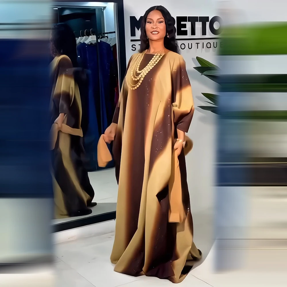 Plus Size African Chiffon Dress for Women with Inner Elegant