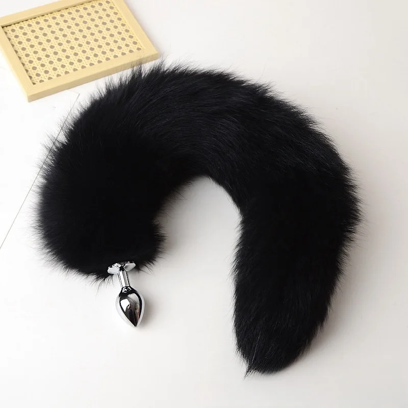 Giocattolo sessuale anale per adulti con plug anale in metallo a forma di proiettile e coda di volpe simulata separabile da 70 cm, per donne, uomini e gay, massaggiatore prostatico._voghion.com
