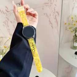 Transparent and Colorful Silicone Strap with Horn Magic for Watch band 22mm (Yellow)