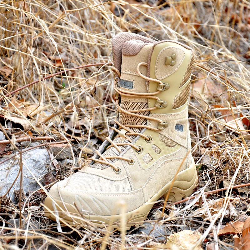 Outdoor-Klettern Wandern hohe Schuhe Armee Fans militärische Ausbildung Jagd Camping Anti-Rutsch tragbare taktische Wüsten lederstiefel