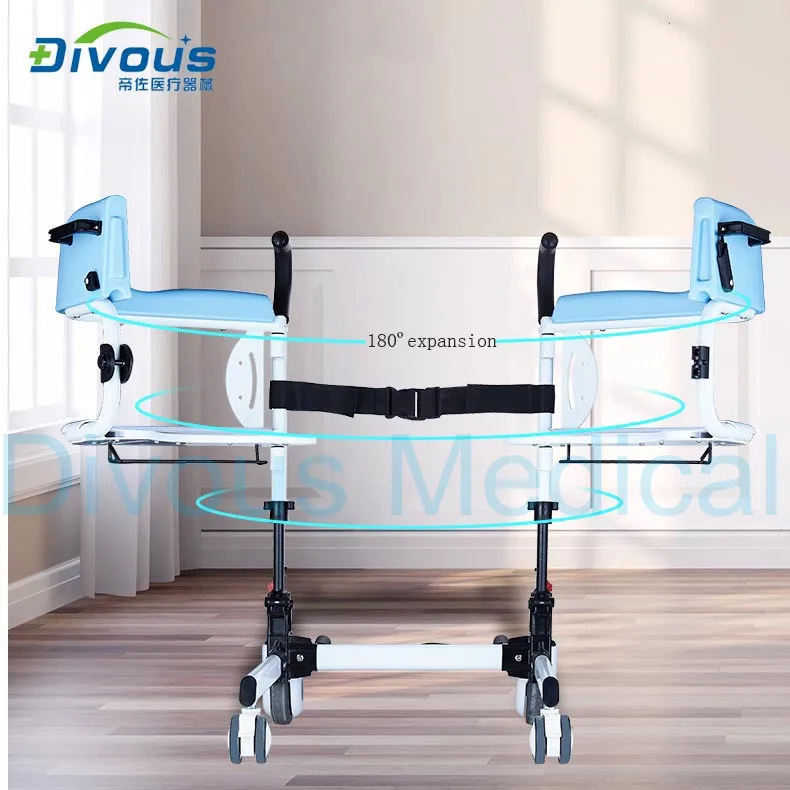 Best Selling Lightweight Patient Manual Adjust Transfer Wheelchair Shower Chair Disabled Medical Equipment 4