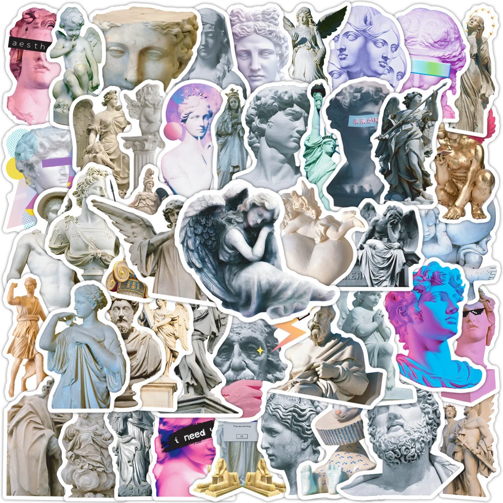 10/30/50pcs Famous Plaster Statue Graffiti Sticker Aesthetics Decal Waterproof Scrapbooking Suitcase Laptop Sticker Toys Gift journamm 40pcs pack floral stickers pet materials diy scrapbooking photo album decor junk journal aesthetics sticker stationery