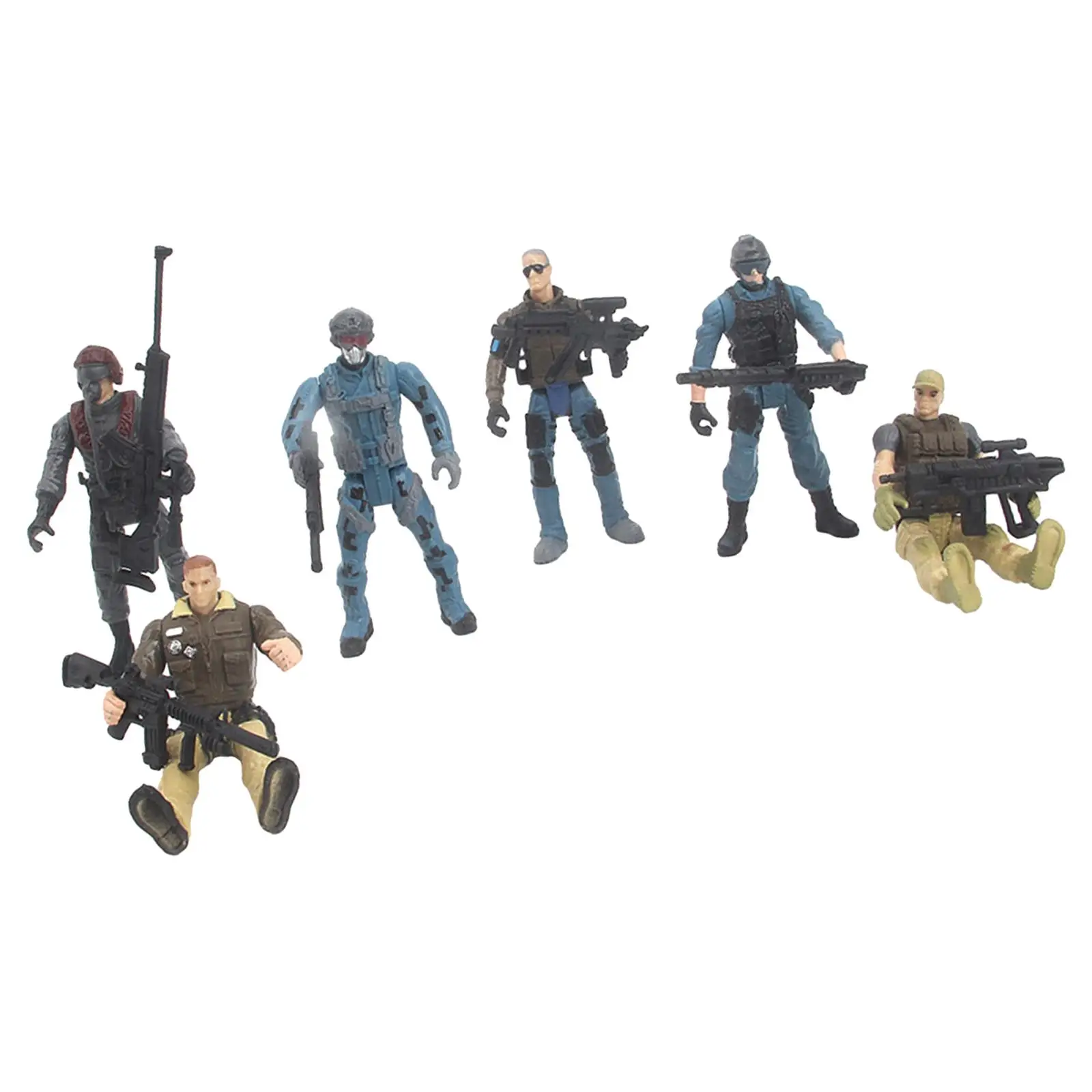 

6x 1/18 Scale Action Figures Party Favors Removable Arm Legs Body Model Toys Collectible for Boys Teens Halloween Day Gifts