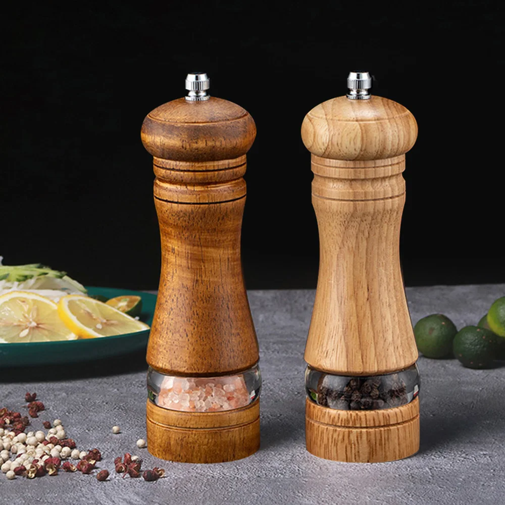 Wooden Pepper Grinder Manual Salt and Pepper Mills Seasoning Bottle Ceramic Core Solid Wood Spice Grinder Kitchen Gadget