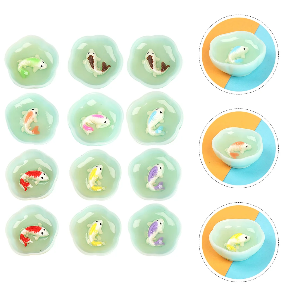 

12 Pcs An Fittings Mini House Fish Tank Miniature Bowl Decor Kitchen Table Centerpieces Resin and Small Simulation Model
