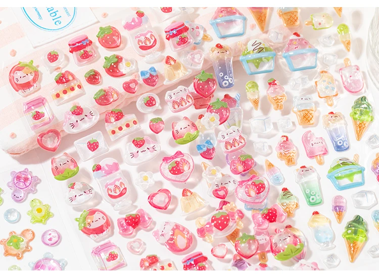 1PC Süße Süßigkeiten Party Kawaii 3D Relief Dropping Klebe Aufkleber Kreative Dekoration DIY Handgemachte Nette Schreibwaren Aufkleber – Detail 12