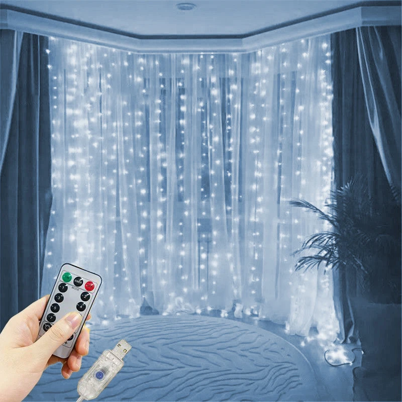 

8 Modes USB Curtain LED String Lights Bedroom Decor Christmas Valentine's Day Holiday Decor Christmas Garland Light Fairy Light