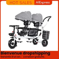 Tricycle double multifonction pour enfants, vélo pliable pour bébé, poussette double bidirectionnelle, siège pivotant, poussette double, kinderwagen 1