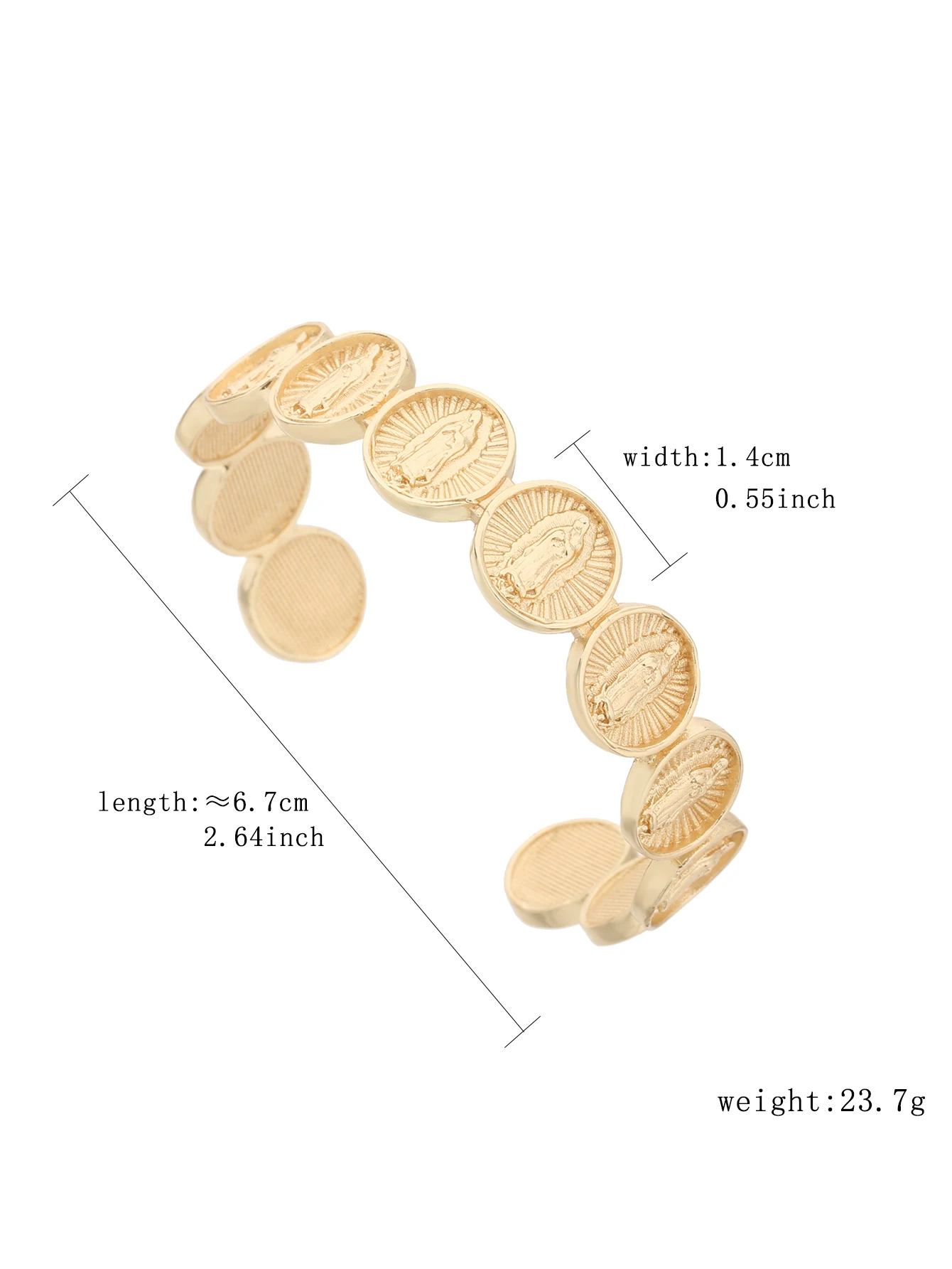 FanSibao Sparkling Virgin Mary Copper Bracelet Fashionable 18K Adjustable Jewelry Item