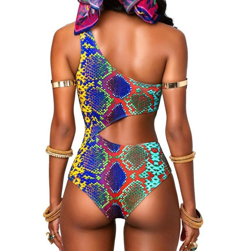 Swimsuit Waist Cutout Women Printed Bathing Suit One Shoulder Swimwear Bathing Suit Beachwear Swimming Suits Women Girls swimsuits for women