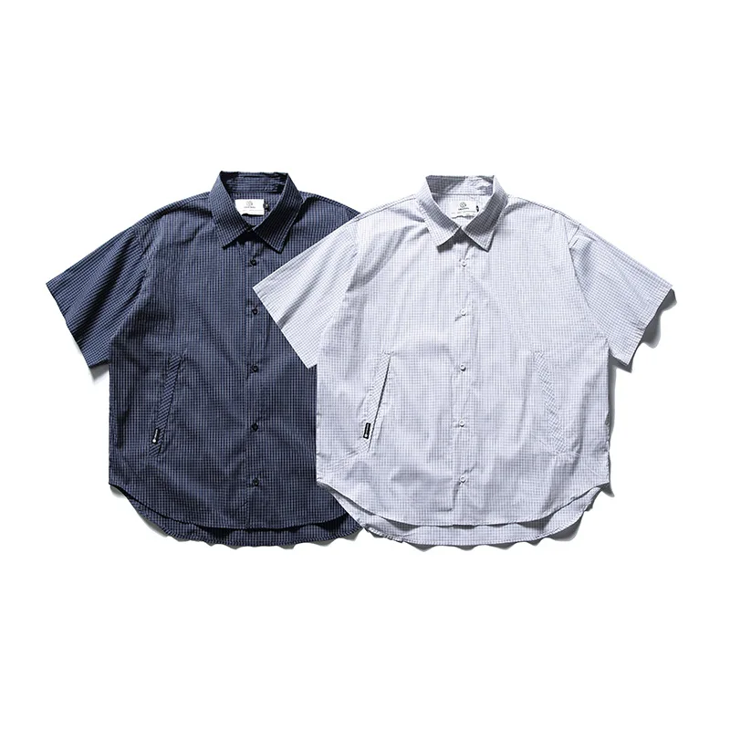

Рубашка мужская клетчатая с коротким рукавом, уличная одежда в японском и корейском стиле, свободная Повседневная Блузка Cityboy, лето 2024