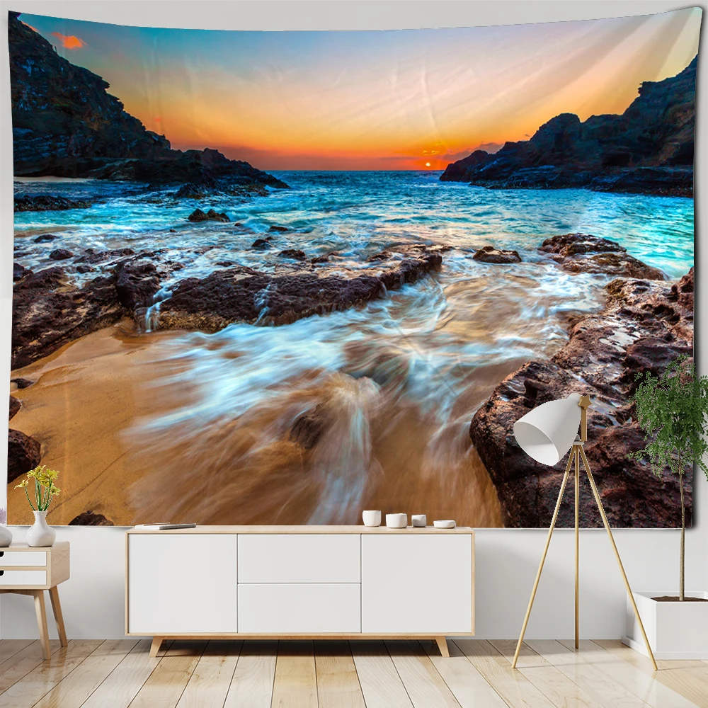 Beautiful Wave Landscape Printed Large Wall Tapestry Wall Hanging Tapestries Art Nature Scenery Bedroom Living Room