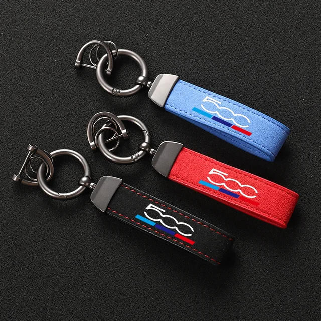 Car Metal Suede Leather Keychain Metal Engraved Logo For Fiat Abarth 500  Abarth 124 Abarth 595