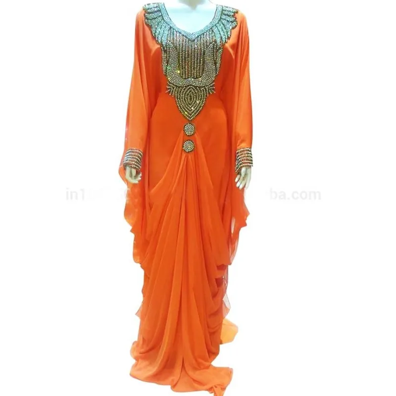 Orange Fancy Design Islamic Tashita Arabian Wedding Gown Dress Fashion Trends illusion in design new trends in architecture and interiors