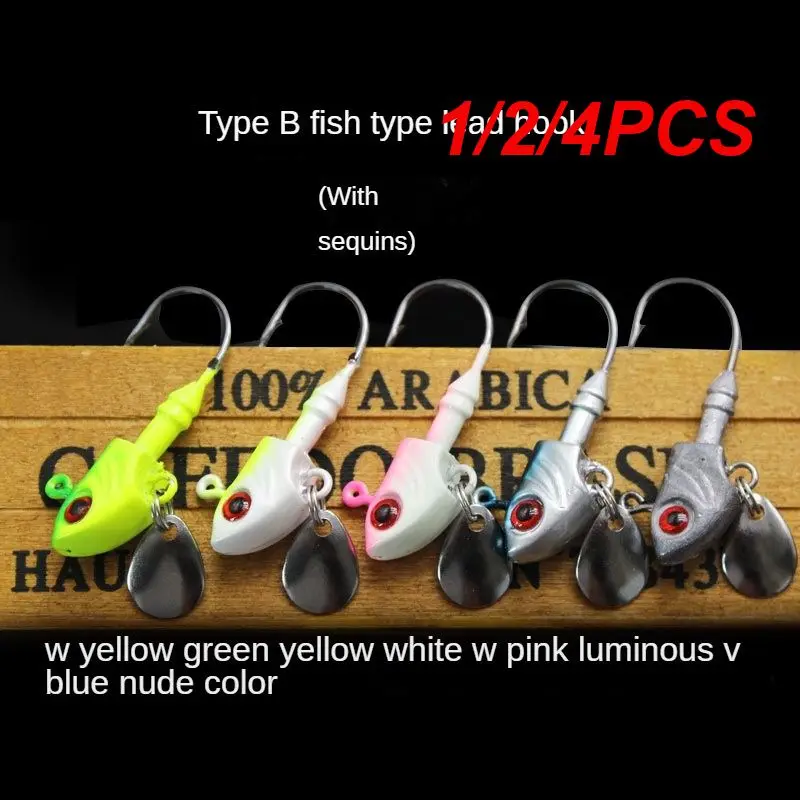 

1/2/4 шт., рыболовные крючки с блестками, 7/10/14/20/28/33 г