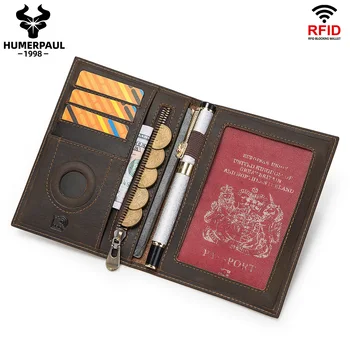 Leather Passport Wallet with AirTag 1