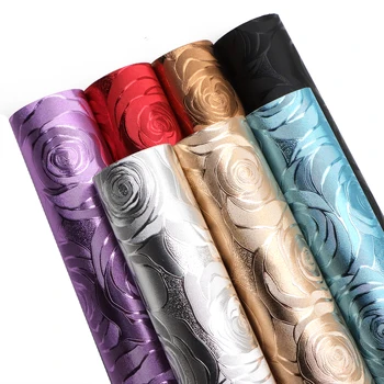 인조 가죽 시트 합성 가죽 롤, DIY 핸드백 지갑 귀걸이, 광택 장미 꽃 패브릭, 20*33cm 또는 50*140cm, 1Yc37239
