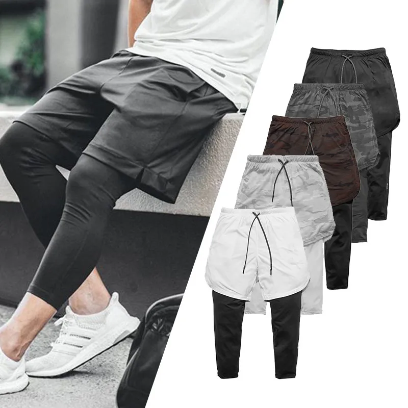 Mens Casual Trousers Oversized Quick Dry Sport Pants Man 2 In 1 Training Sweatpants Men Elastic Jogger Pants Male Clothes 3xl