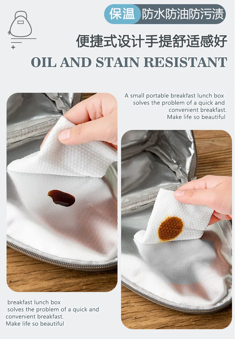 Dreieckige Isoliertasche aus Aluminiumfolie, Thermokühler, Lunchtasche, Studenten-Reisbällchen-Tasche, Lunchbox, Bento-Frühstüktragetaschen – Detail 16