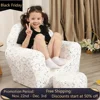 Kids Sofa with Ottoman, Shell-Like Sofa for Boys and Girls, White with Shinny 1