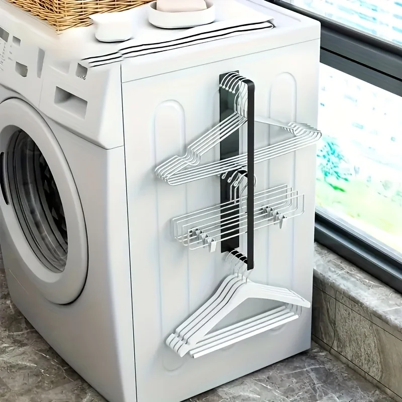 1pcs Magnetic Hanger Storage Box, Hanger Rack for Washing Machine, Wardrobe, Laundry Room & Wall Mounting, Stain-Free Design