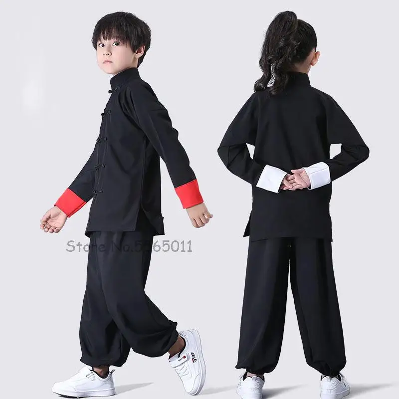 Traditional Chinese Kung Fu Kids Tai Chi Wushu Clothing Long Sleeve Oriental Suit Uniforms Stage Performance Costumes