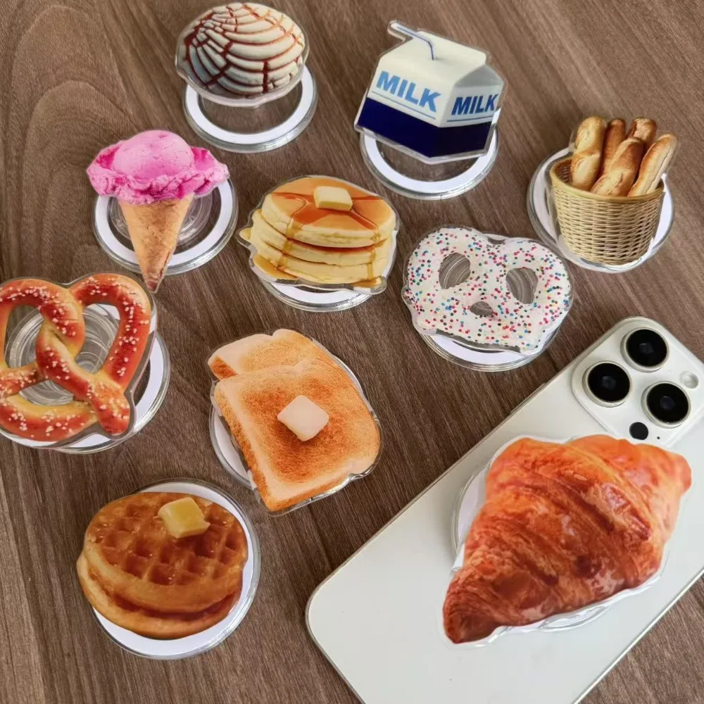 시뮬레이션된 음식 아이스크림 크루아상 햄버거 3D 폰 스탠드 아이폰 홀더 브래킷용 자석식 거치대