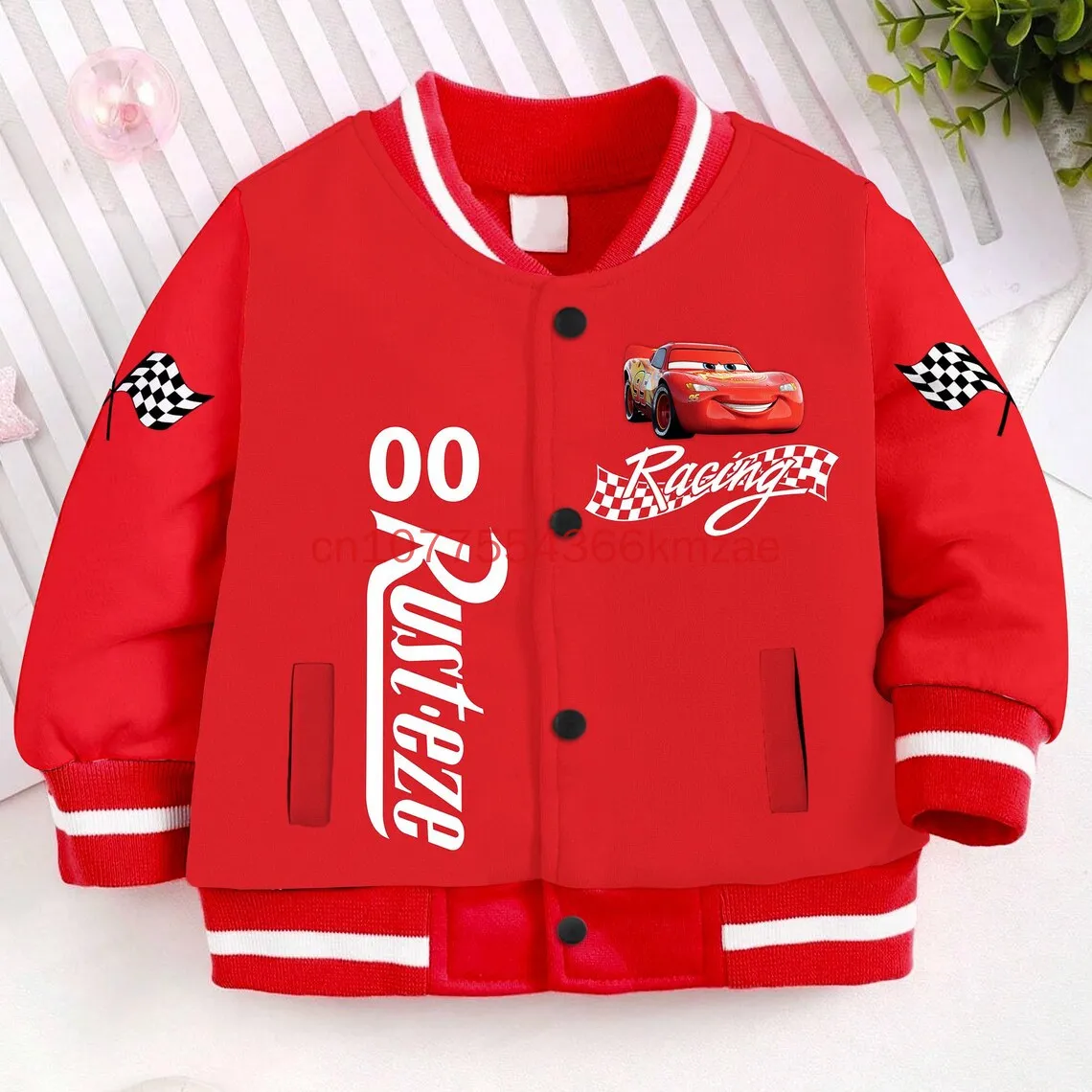 New Name Lightning McQueen Car Kids and Youth Baseball JacketAutumn Baseball Uniform Academy Cardigan Jacket Kids Clothes