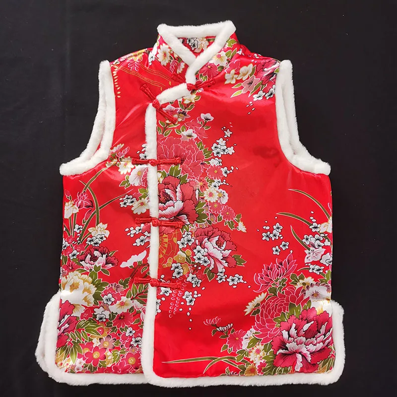 New Chinese-style Tang-style Vest Stand-up Collar National Style Vest Retro Cotton for Men and Women Multi-color